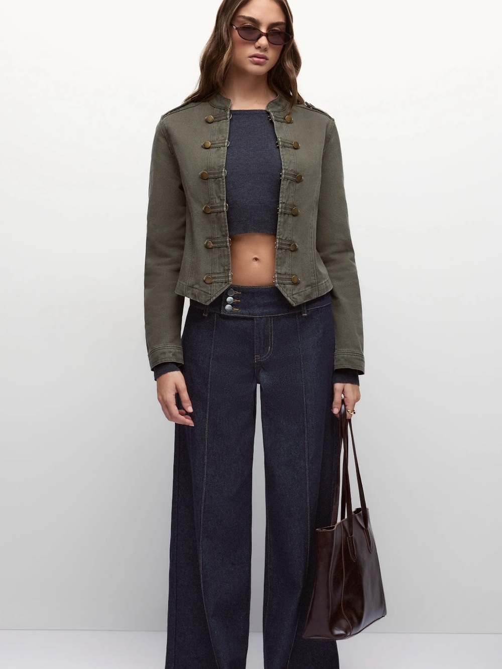 Cider High-Waist Wide-Leg Jeans in Dark Indigo